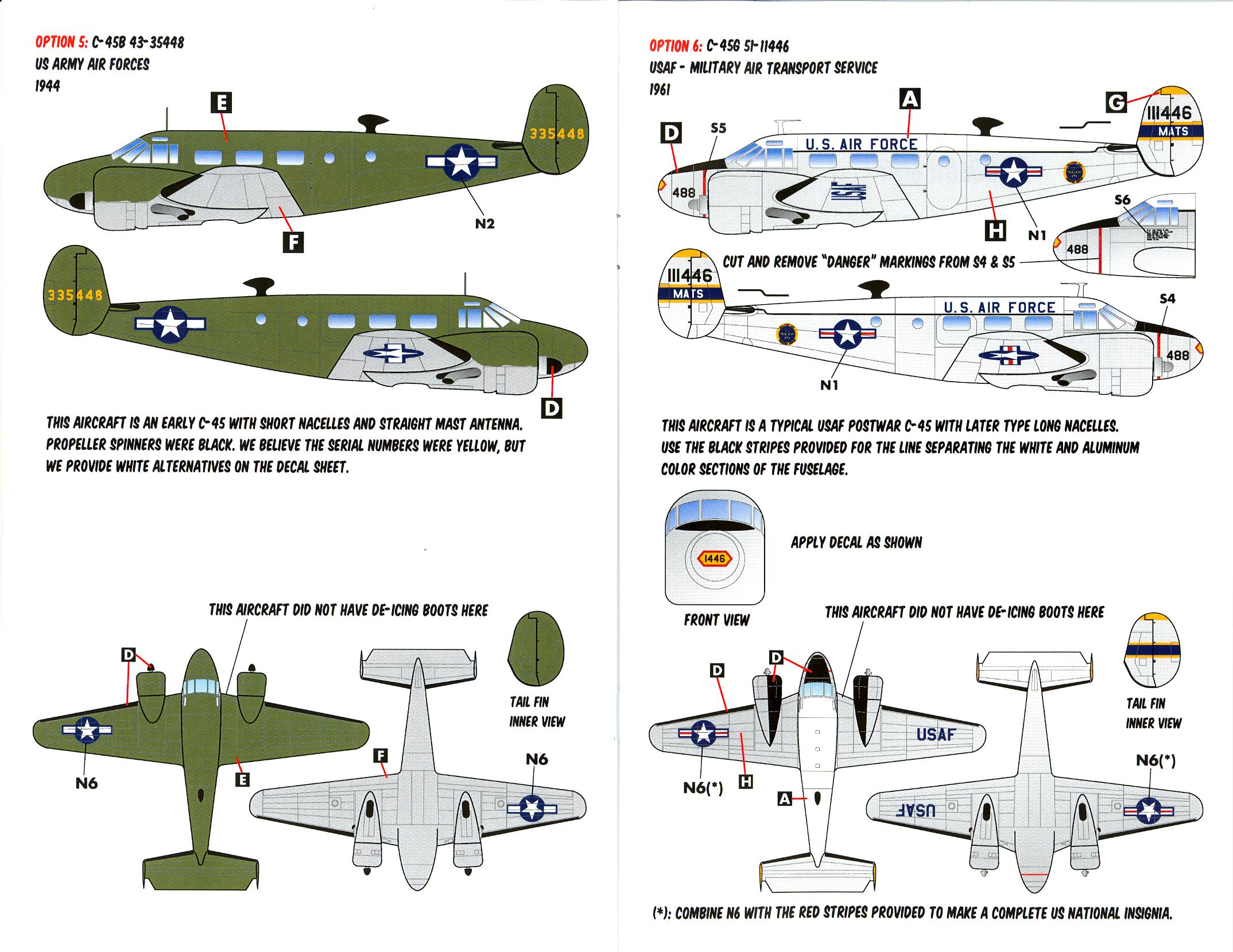 Caracal Decals 1/48 BEECHCRAFT C-45 EXPEDITOR U.S. Navy & U.S.A.F. Part